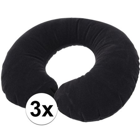 3x Black inflatable neck pillow