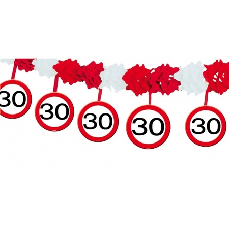 30 jaar verjaardag slingers met stopborden van 4 meter