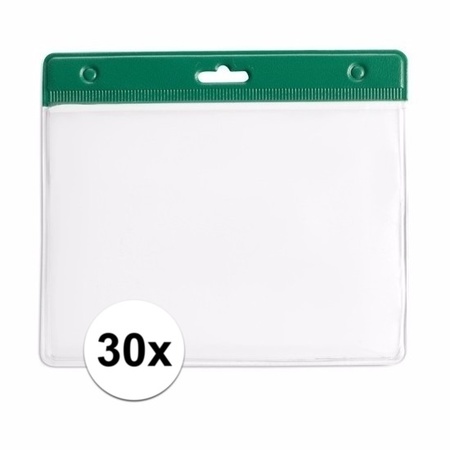 30x Badge holder green 11,5 x 9,5 cm