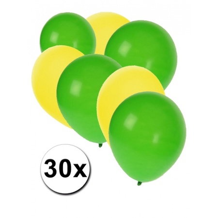 30x Ballonnen geel en groen