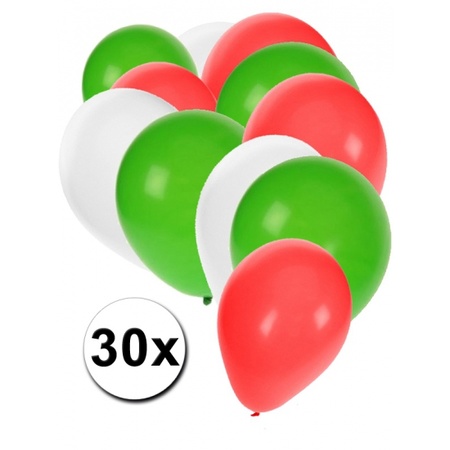 30x ballonnen groen wit rood