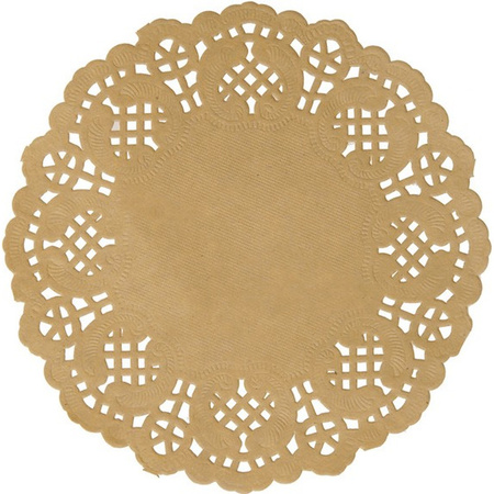 30x Brown/natural round placemats 35 cm paper bruin/naturelh lac