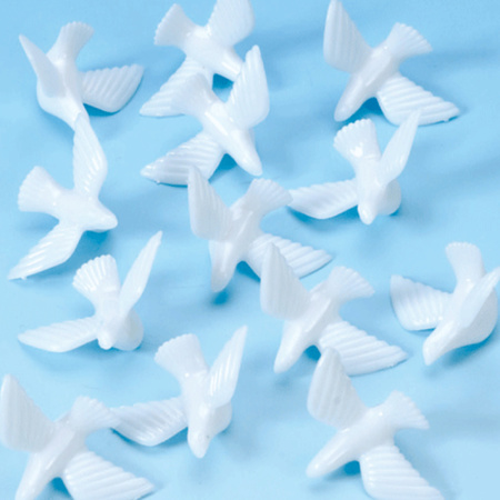 30x Decorative plastic pigeons ca. 2.5 cm