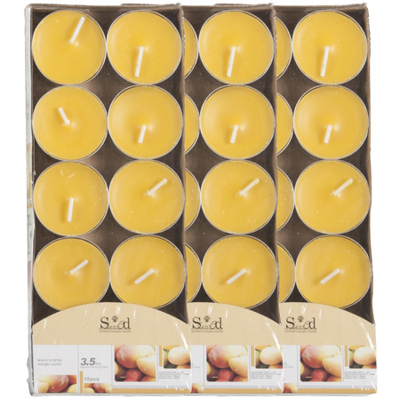 30x Geurtheelichtjes mango/geel 3,5 branduren