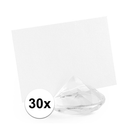 30x Kaarthouders standaards transparante diamanten 4 cm
