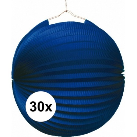 30x Lampionnen blauw 22 cm
