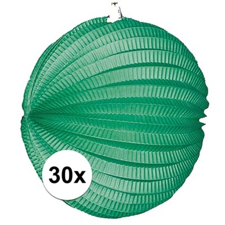 30x Lampionnen groen 22 cm