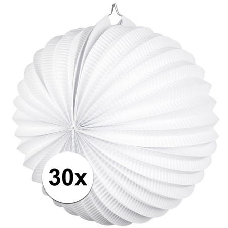 30x White lanterns 22 cm