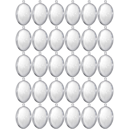 30x Transparante kunststof eieren decoratie 6 cm hobby