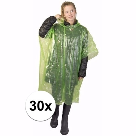 30x wegwerp regenponcho groen