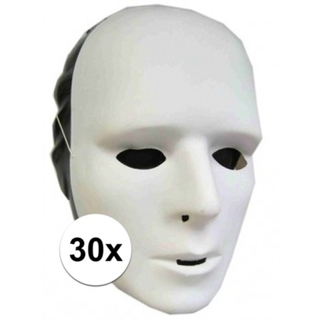 30 white plastic face masks