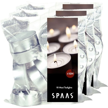 30x White maxi tealights candles 10 hours in bag