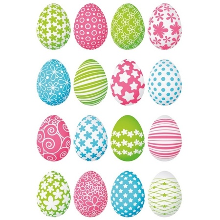 32x Coloured easter eggs stickers