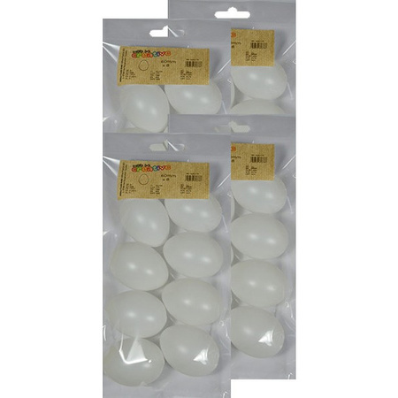 32x White plastic eggs decoration 6 cm hobby