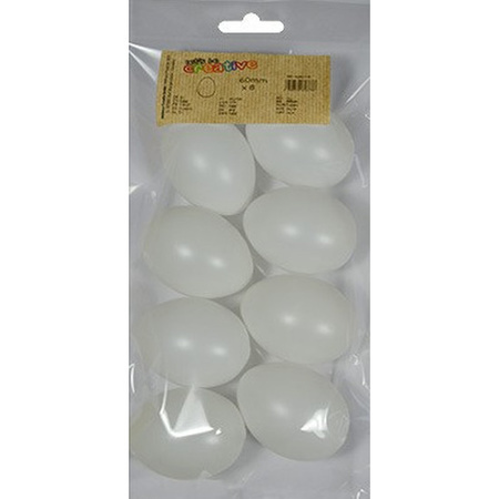 32x White plastic eggs decoration 6 cm hobby