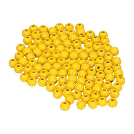 345x yellow wooden beads 6 mm