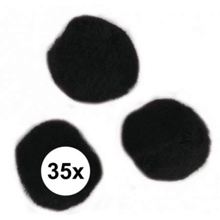 35x craft pompoms 25 mm black