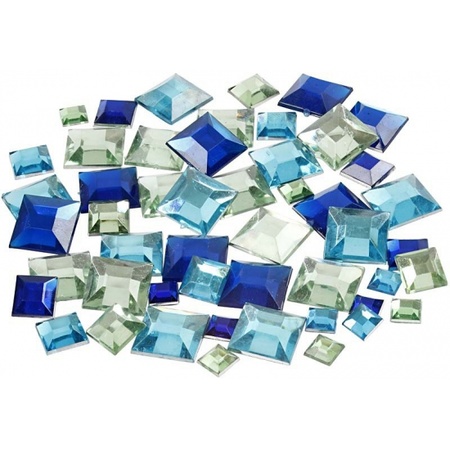 360x stuks Vierkante plak diamantjes blauw mix