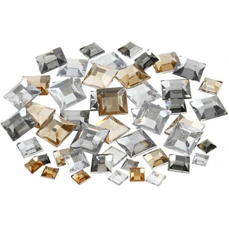 360x Vierkante plak diamantjes zilver mix