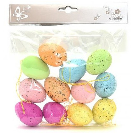 36x Coloured plastic spotted Easter eggs 5 cm
