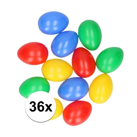 36x Gekleurde plastic paaseieren 