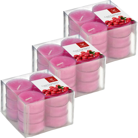 36x Geurtheelichtjes cranberry/roze 4 branduren