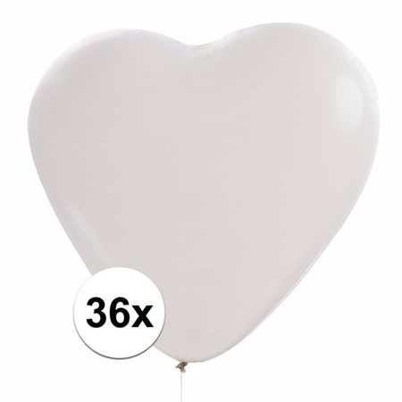 36x Hartjes ballonnen wit