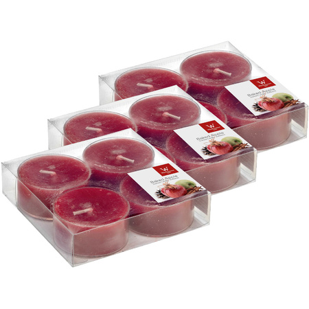 36x Maxi scented tealights candles baked apple/burgundy red 8 hours
