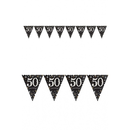 3x 50 jaar vlaggenlijn zwart 