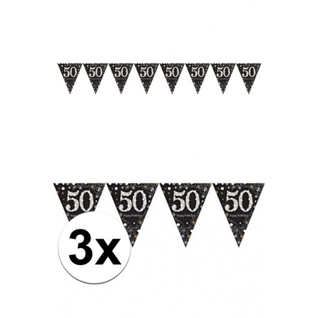 3x 50 jaar vlaggenlijn zwart 