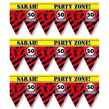 3x 50 Sarah tape/markeerlinten waarschuwing 12 m versiering