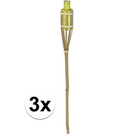 3x Bamboe tuinfakkel geel 65 cm