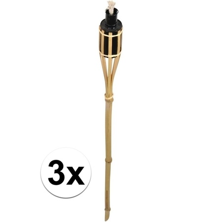 3x Bamboo garden torches 88 cm 