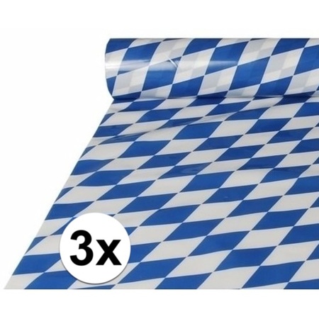 3x Bayern Oktoberfest tafelkleden plastic op rol 20 x 1 meter