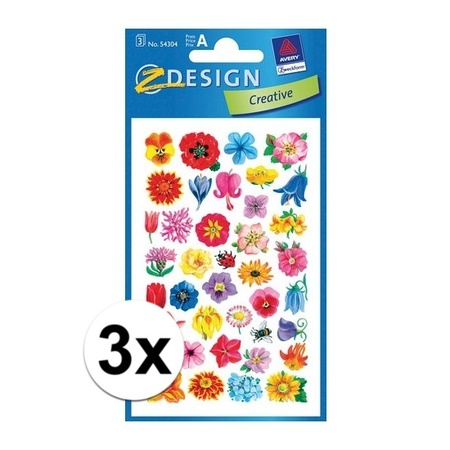 3x Bloemen stickers 2 vellen