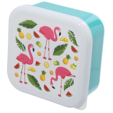 3x Broodtrommel/lunchbox tropische flamingo print