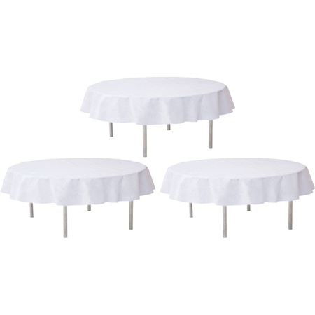 3x Bruiloft witte ronde tafelkleden/tafellakens 240 cm non woven polypropyleen