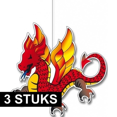 3x Chinese dragon hang decoration