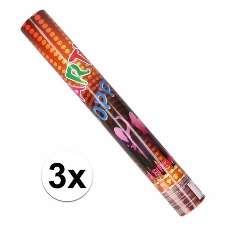 3x Confetti kanon kleuren 40 cm