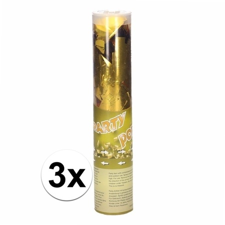 3x Confetti kanon metallic  goud 20 cm