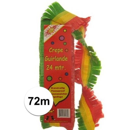 3x Party guirlande red yellow green 24 meter