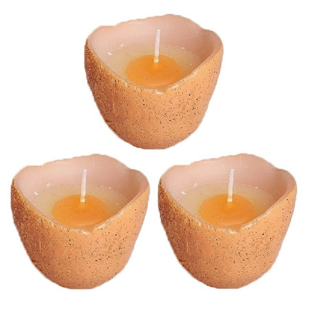 3x Brown egg candles 5 cm