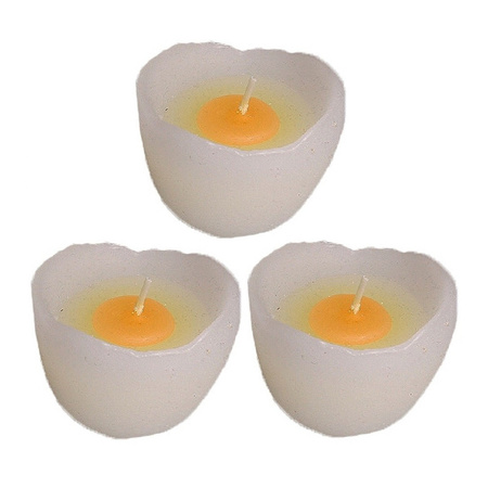 3x White egg candles 5 cm