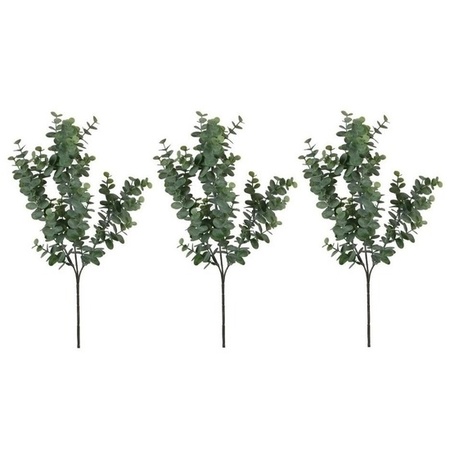 3x Grey/green Eucalyptus artificial branch/plant 65 cm
