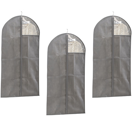 3x Grey clothingcovers 60 x 120 cm with window