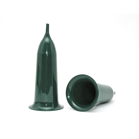 3x Green plastic grave vases 23 cm