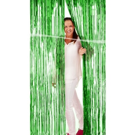 3x Groene versiering folie deurgordijn