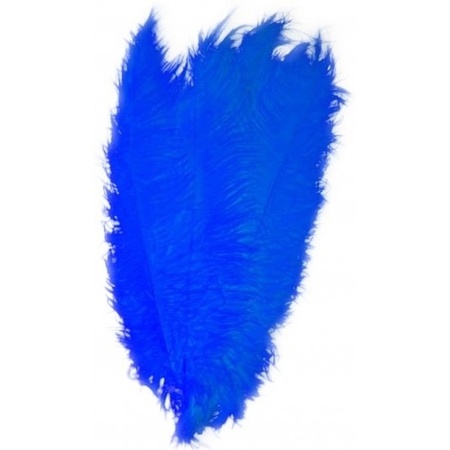 3x Large blue ostrisch decoration feathers 50 cm