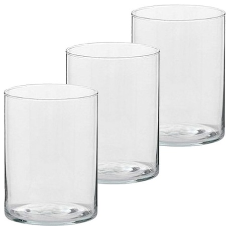 3x Hoge theelichthouders/waxinelichthouders glas 5,5 x 6,5 cm