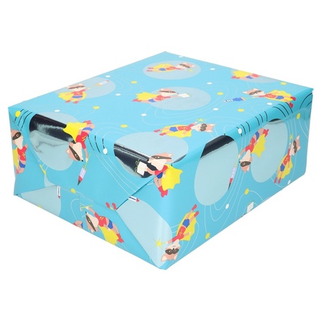 3x Wrapping paper blue fox with mask  200 cm